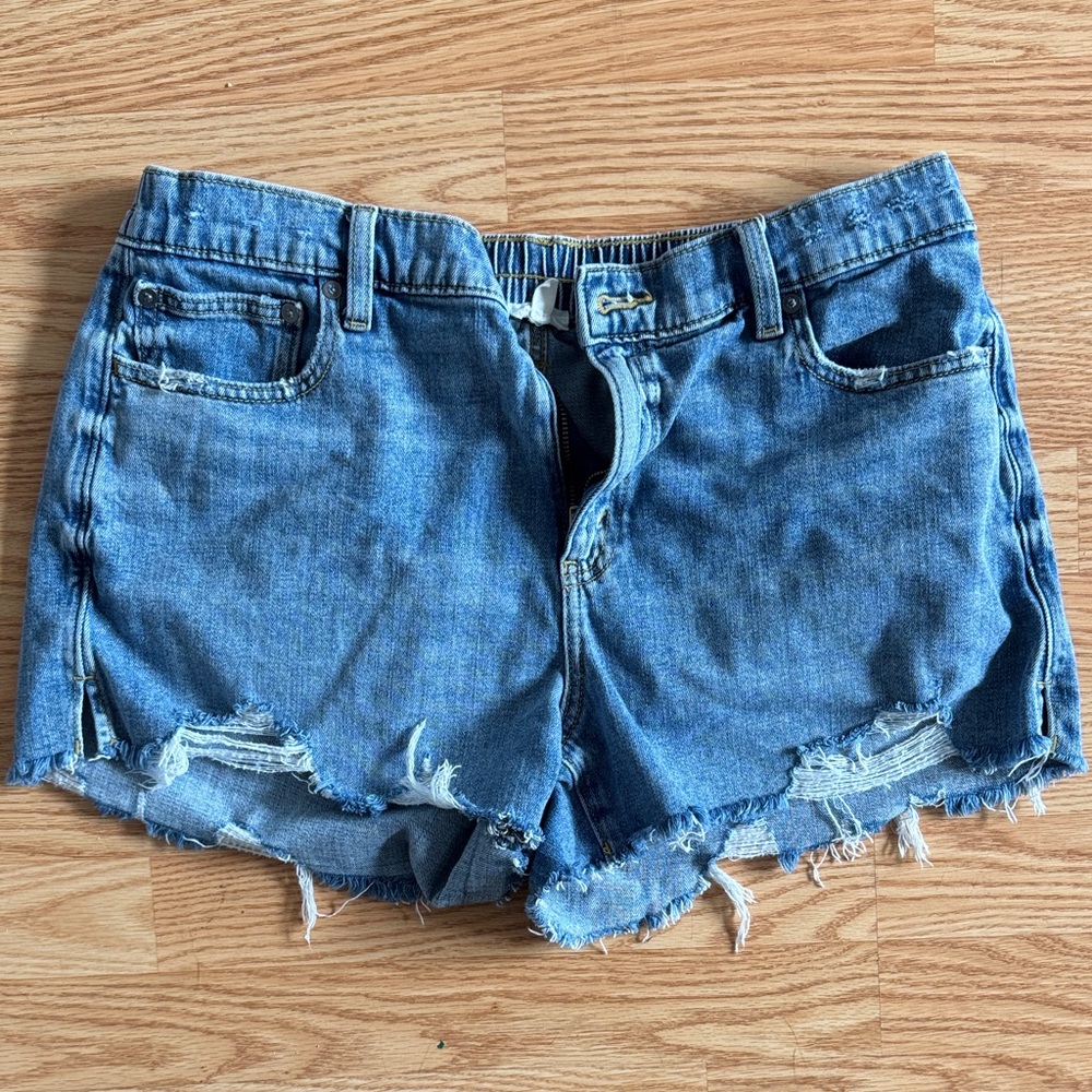 Aerie Distressed Blue Jean Shorts